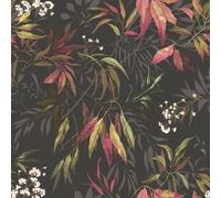 Belgravia Décor Kanata Leaf Bold Tropical Oriental Wallpaper Ideal for Feature Walls or Living Rooms, Powder Room Wallcovering in Charcoal 2340