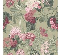 Belgravia Decor Misaki Floral Bold Flower Themed Wallpaper Ideal for Bedrooms, Living Rooms, Hallways and Dining Rooms Sage Green/Pink 2321