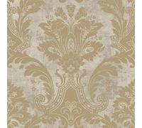 Belgravia Decor Plaster Damask Gold Cream Grey Wallpaper 2316