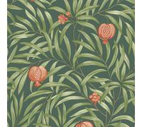 Belgravia Decor Pomegranate Deep Green Orange Wallpaper 9613 - Leaf Foliage