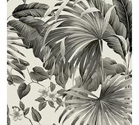 Belgravia Decor Retreat Leaf Wallpaper Monochrome Belgravia 54446 Black/White Tropical Floral, Green