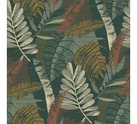 Belgravia Decor Sarika Green Orange Wallpaper 1603 - Tropical Jungle Palm Leaf