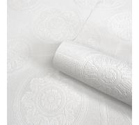 Belgravia Decor Textured Vinyl Paintable Windsor White Wallpaper 5843