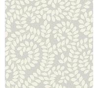 Belgravia Decor Valentino Leaf Wallpaper - Modern Wallpaper for Living Room, Bedroom, Fireplace - Decorative Luxury Wall Paper with Swirling Leaf Trail & Subtle Textured Finish (Grey & Cream)