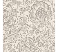 Belgravia Fernhurst Floral Trail Wallpaper - Silver Metallic Detailing - Modern Botanical Wallpaper for Living Room, Bedroom, Hallway