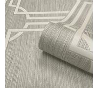 Belgravia Grasscloth Geometric Heavyweight Textured Vinyl Wallpaper Grey 2917