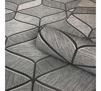 Belgravia Luciano Geometric Heavyweight Textured Vinyl Wallpaper Grey 3850
