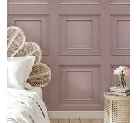 Belgravia Realisitc Wood Panel Coving Effect Modern Feature Blush Light Pink Wallpaper Full Roll - Pink Panel 8488
