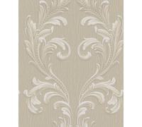 Belgravia Tiffany Scroll Heavyweight Textured Vinyl Wallpaper Beige 41323