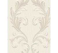Belgravia Tiffany Scroll Heavyweight Textured Vinyl Wallpaper Cream 41324