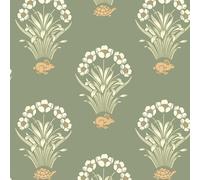 Belgravia Tortoise Hare Sage Green Wallpaper Floral Animal Print Feature Wall