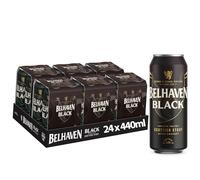Belhaven Black Scottish Stout - 24 x 440ml Cans | Smooth, Rich, Roasted Dark Beer with a Full-Bodied, Creamy Finish | Ideal for Stout Enthusiasts and Beer Lovers