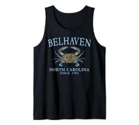 Belhaven North Carolina Crab Since 1785 Pale Blue Letters Tank Top