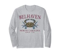 Belhaven North Carolina Crab Town Since 1785 Maroon Art Long Sleeve T-Shirt