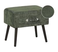 Beliani 1 Drawer Bedside Table EUROSTAR Corduroy Dark Green, Green