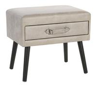 1 Drawer Bedside Table EUROSTAR Faux Leather Beige