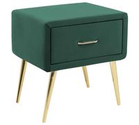 1 Drawer Bedside Table FLAYAT Velvet Emerald Green