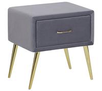 1 Drawer Bedside Table FLAYAT Velvet Grey