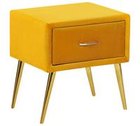 Beliani 1 Drawer Bedside Table Flayat Velvet Mustard