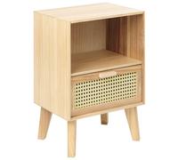 Beliani 1 Drawer Bedside Table Seney Paulownia Wood Light Brown