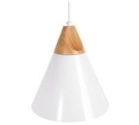 Beliani 1-Light Pendant White Aluminium Cone With Natural Oak Peak, W25 X H132Cm
