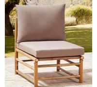 Beliani 1-Seat Taupe Outdoor Modular Chair With Removable Polyester Cushions, Bamboo Frame