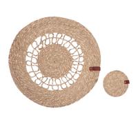Beliani 12 Piece Placemats And Coasters Set Pepperberry Natural Seagrass