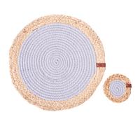 Beliani 12 Piece Placemats And Coasters Set Rosella Grey Jute Cotton
