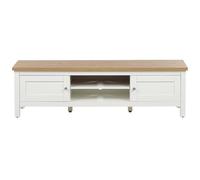 Beliani 140 Cm Tv Stand White And Light Brown Mdf With Cable Hole