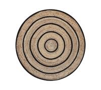 Beliani 140Cm Round Area Rug - Beige With Black Braided Cotton Jute Accents