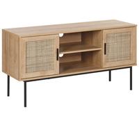Beliani 2-Door Tv Stand With Natural Rattan Front 120 X 63 Cm