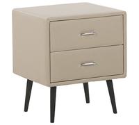 Beliani 2 Drawer Bedside Table ESSONNE Faux Leather Beige