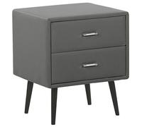 Beliani 2 Drawer Bedside Table ESSONNE Faux Leather Grey, Grey