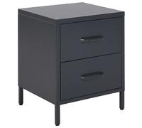Beliani 2 Drawer Bedside Table Malavi Metal Graphite Grey