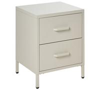 Beliani 2 Drawer Bedside Table Malavi Metal Light Beige