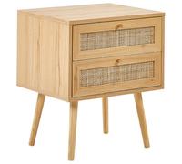 Beliani 2 Drawer Bedside Table PEROTE Rattan Light Brown