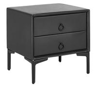 Beliani 2 Drawer Bedside Table Sezanne Faux Leather Black