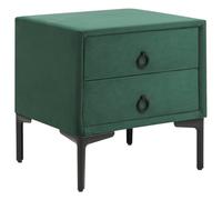 Beliani 2 Drawer Bedside Table SEZANNE Velvet Dark Green, Green
