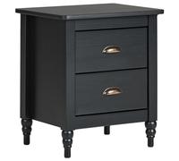 Beliani 2 Drawer Bedside Table SHILLINGTON Pine Wood Black, Black