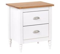 Beliani 2 Drawer Bedside Table Shillington Pine Wood Brown/ White