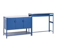 Beliani 2 Piece Outdoor Kitchen Set With Bar Table Maenza Metal Blue