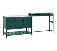 Beliani 2 Piece Outdoor Kitchen Set With Bar Table Maenza Metal Green