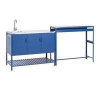 Beliani 2 Piece Outdoor Kitchen Set With Sink Maenza Metal Blue