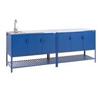 Beliani 2 Piece Outdoor Kitchen Set With Sink Maenza Metal Blue