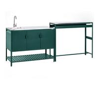 Beliani 2 Piece Outdoor Kitchen Set With Sink Maenza Metal Green