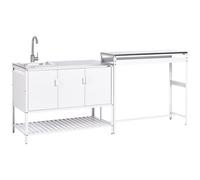 Beliani 2 Piece Outdoor Kitchen Set With Sink Maenza Metal White