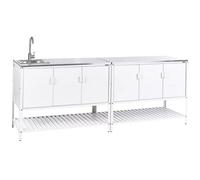 Beliani 2 Piece Outdoor Kitchen Set With Sink Maenza Metal White