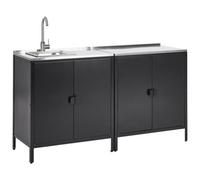Beliani 2 Piece Outdoor Kitchen Set With Sink Vilama Black Metal