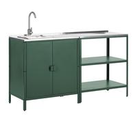 Beliani 2 Piece Outdoor Kitchen Set With Sink Vilama Green Metal