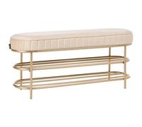 2 Tier Shoe Bench VERGENNES Velvet Beige